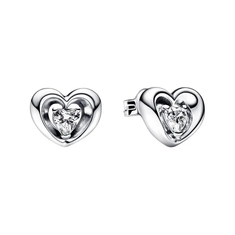 

Hearts Ear Piercing Stud Earrings For Women 925 Sterling Silver Jewelry Prong Setting Floating Clear Zircon Valentine's Day Gift