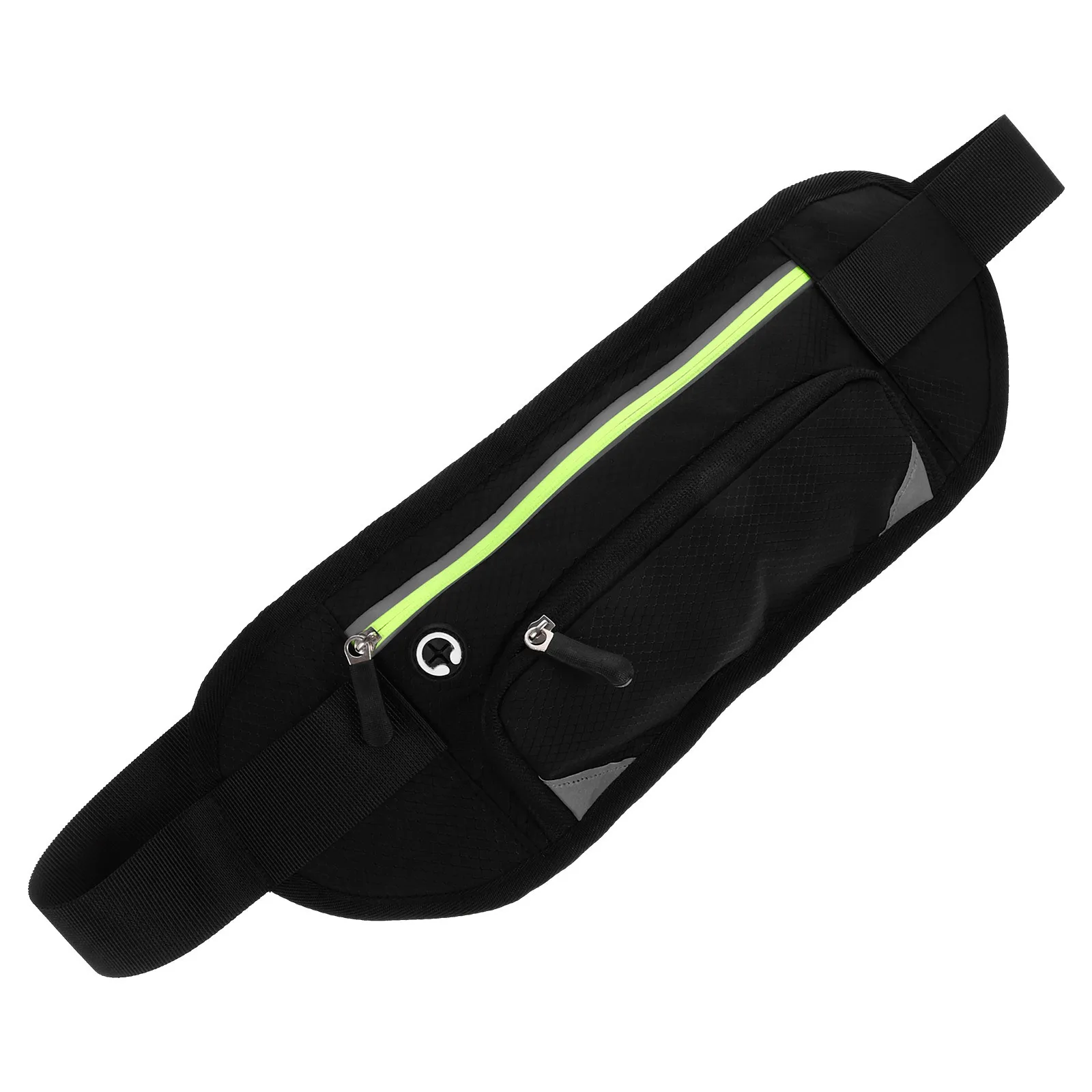 Sports Belt Pack Black Fitness Waist Bag Zipper Pouch Fits 6 Inch Phone Adjustable Waistband for Running Hiking Travel