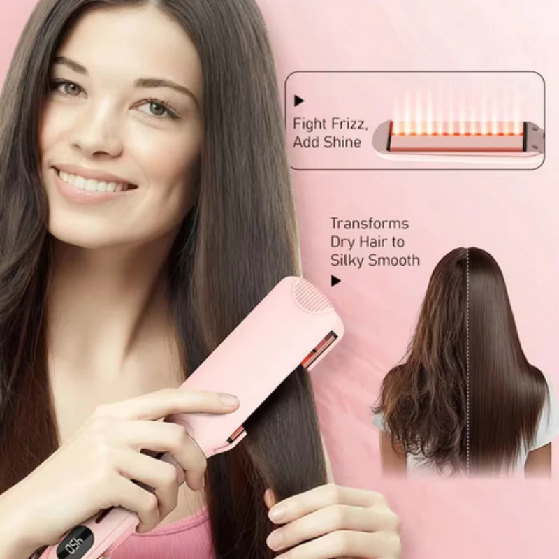 2-in-1 straightener, high-quality flat iron, heated comb, wide efficient professional straightener and curling styling tools