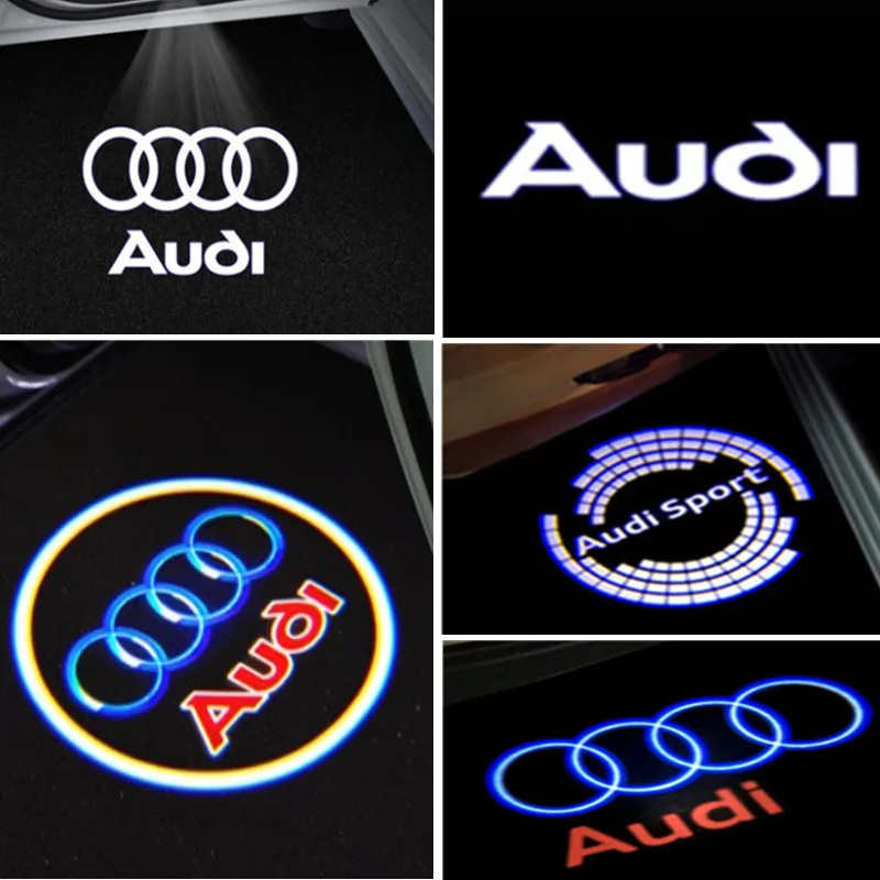 2pcs Car Door Decoration Laser Projector Lights LED Welcome Lamp For Audi A1 A3 8P 8V A4 A5 A6 A7 A8 Q3 Q5 Q7 Q8 RS RS3 RS4 RS5