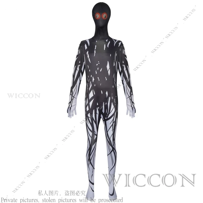 Horror Themed Costume Halloween Carnival Night Tree Man Tight Jumpsuit Cosplay Costume Role Play Adult Party Black Disguise