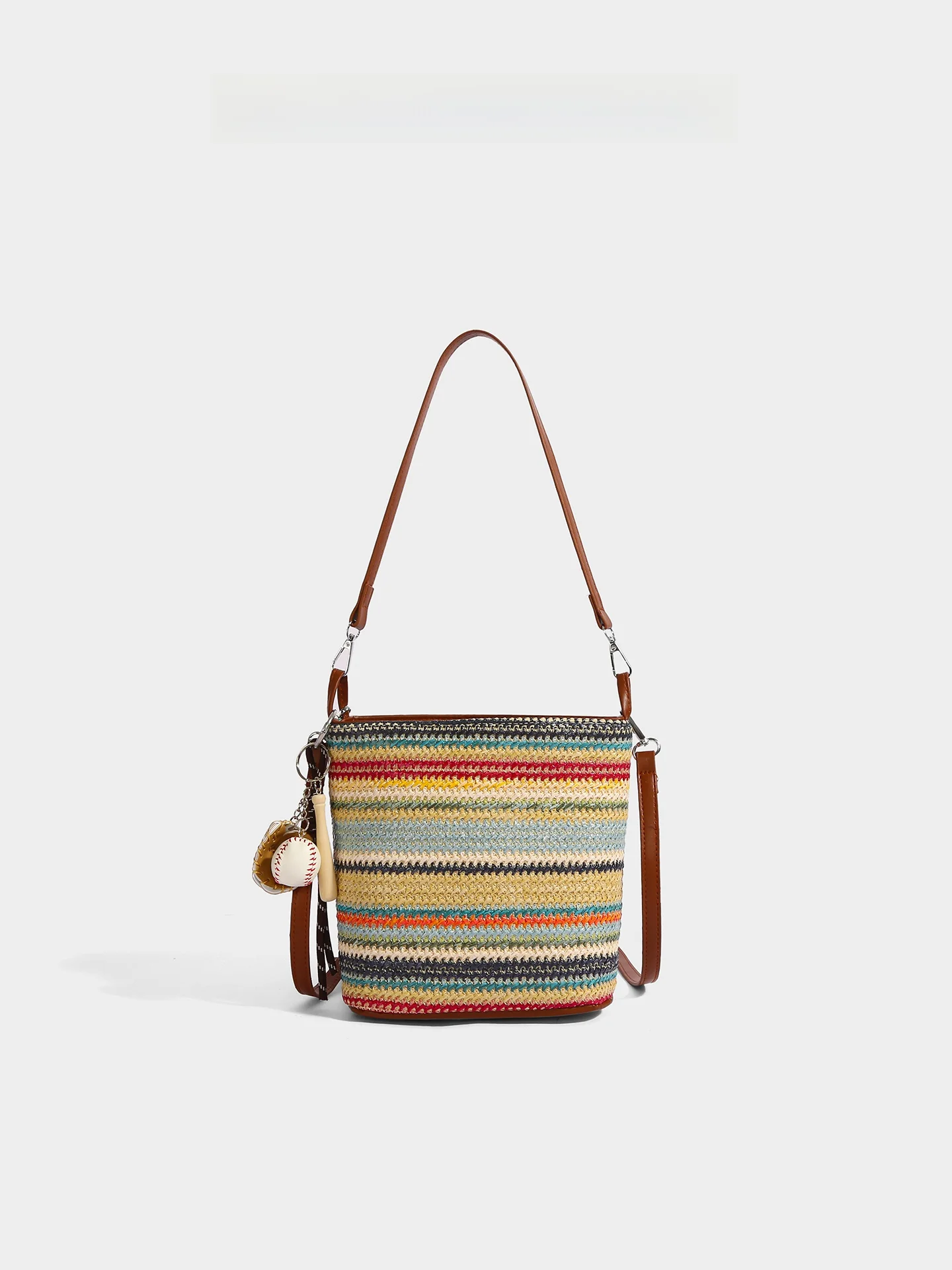 Charlkkeitty Luxury Rainbow Handbag Elegant Tote Bag for Men And Women Fashionable Bucket Shape Shoulder Bag in Polyester And...