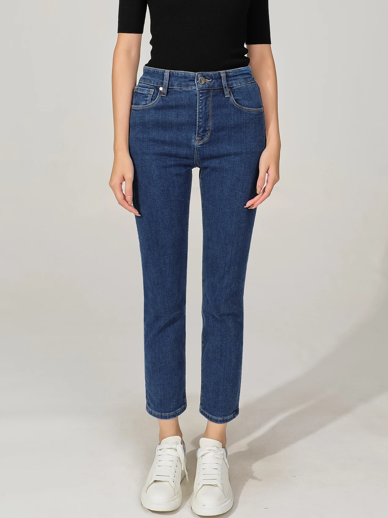 

Американские джинсы Sle Commuter с высокой талией и прямыми штанинами, женские осенне-зимние новые джинсы, четыре цвета, эластичные облегающие джинсы...