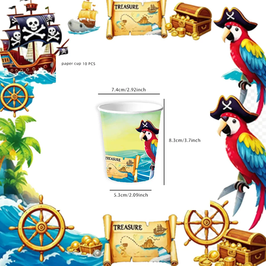 Pirate Birthday Party Supplies Decoration Tableware Tablecloth Paper Cup Plate Napkin Wedding Outdoor Holiday Party Decorations - view 2