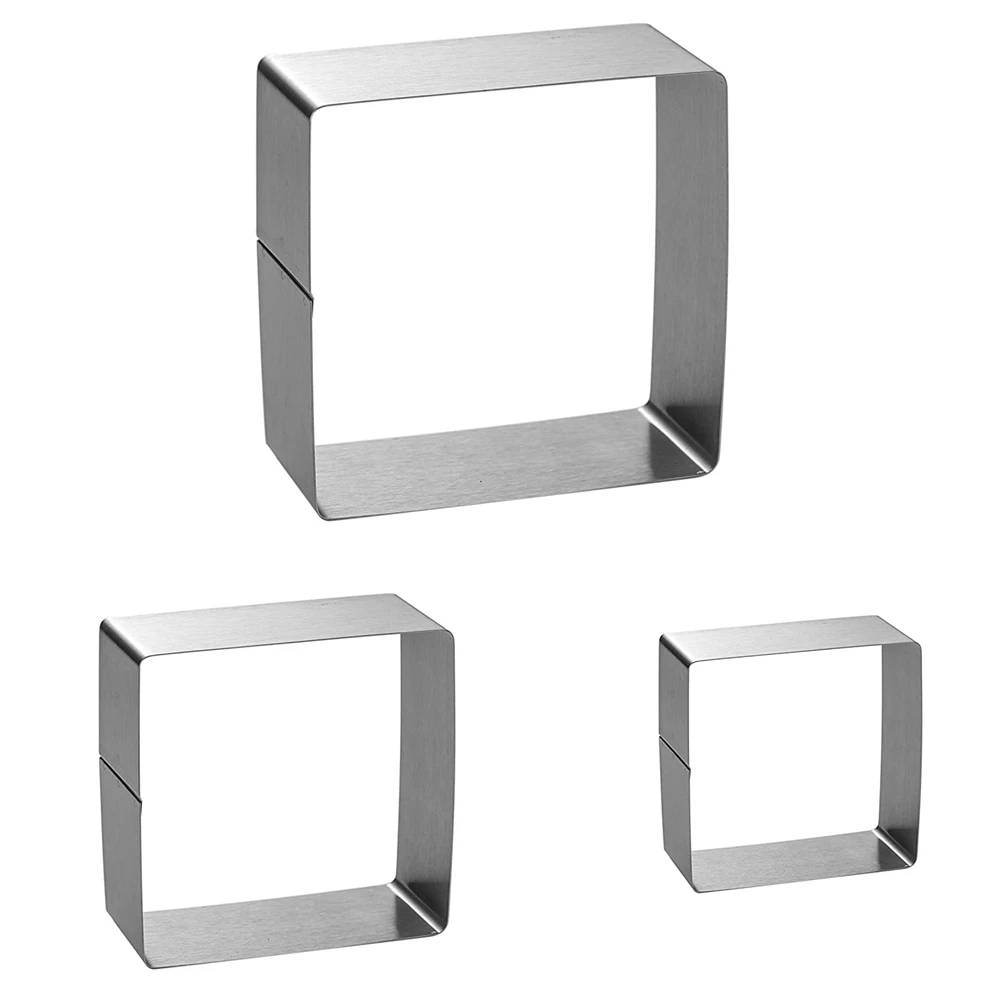 Square Cake Mold Ring Set-4/6/8 Inch Stainless Steel Square Cutter Pancake Mold