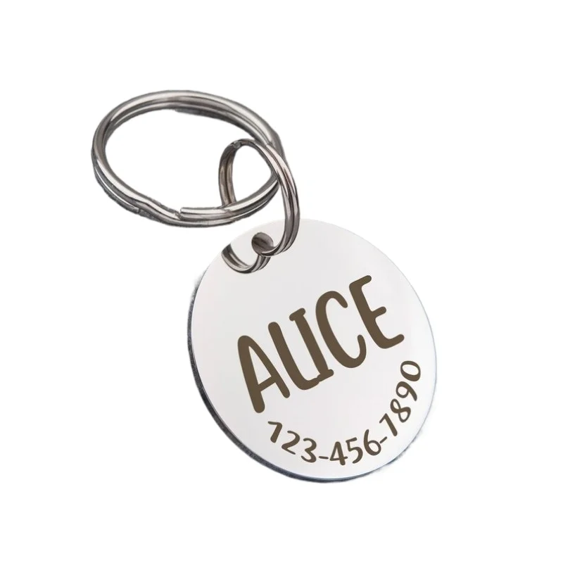 Personalisiertes Katzen- und Hunde-ID-Etikett mit Name, Adresse und Telefonnummer, graviert auf Vorder- und Rückseite, für individuelle Haustierhalsbänder, Anti-Verlust-Metallanhänger – Detail 4