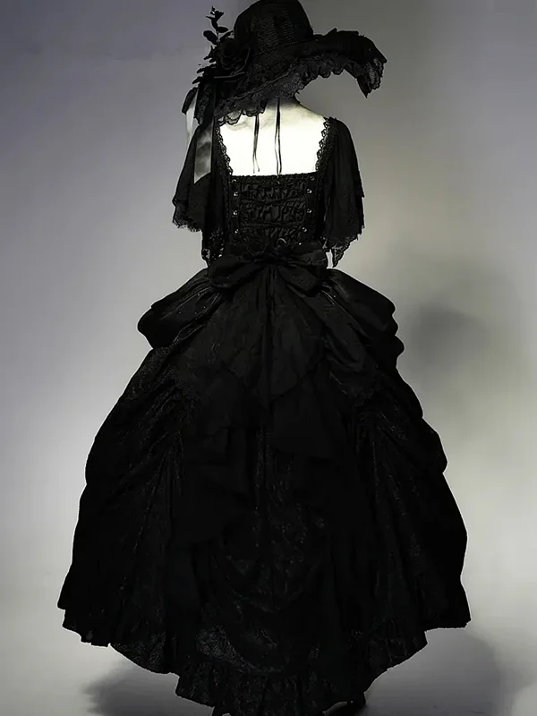 Abiti da sposa vampiro gotico nero bordeaux Abito da donna vintage in pizzo vittoriano a maniche corte con perline Corsetto personalizzato