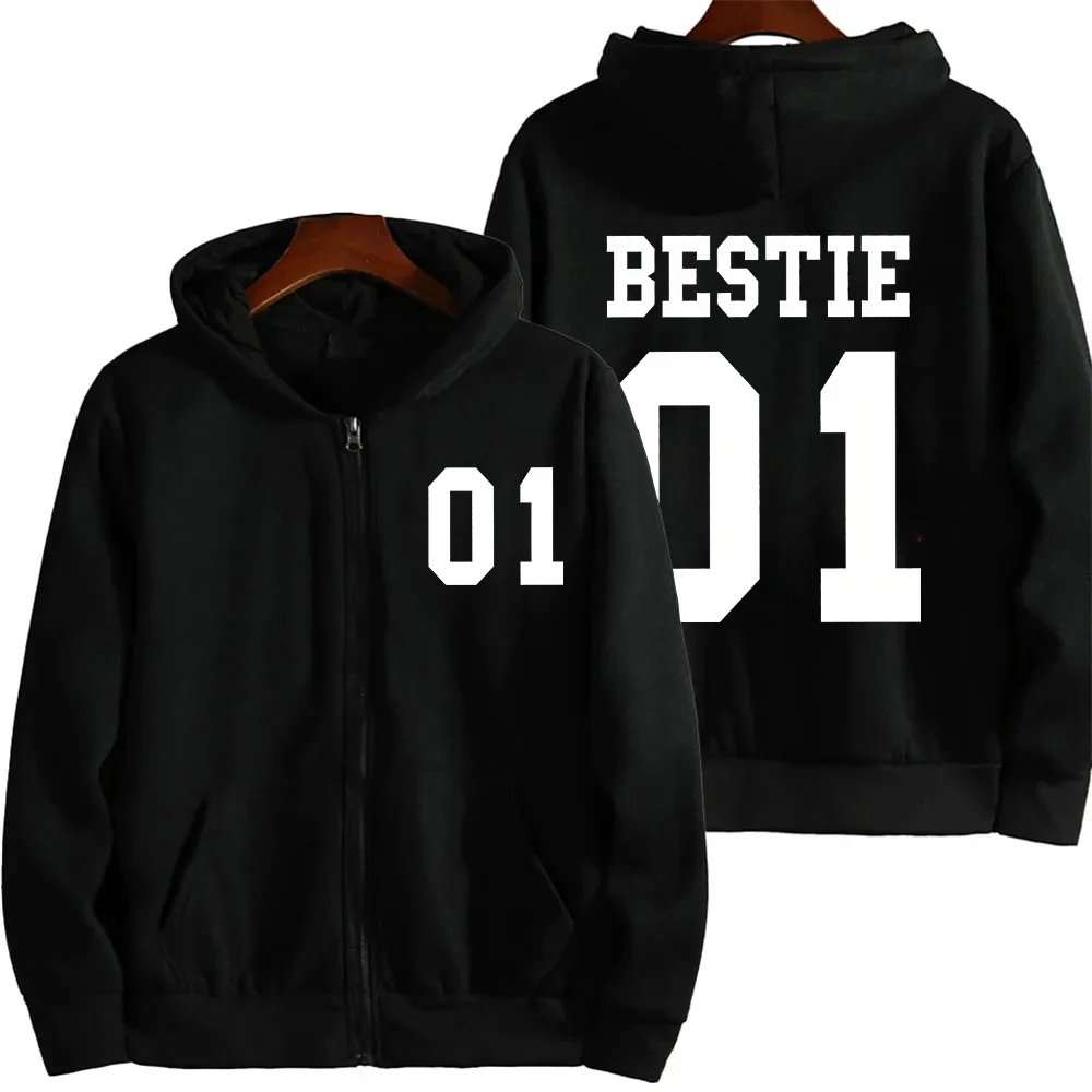 Bff Women Hoodies Bestie 01 Bestie 02 Girls Zipper Hoodies Jackets Best Friend Matching Sweatshirts Coquette Aesthetic Zip Hoody