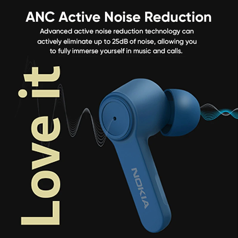 Nokia BH805 Wireless Bluetooth Headphones 25dB Active Noise Reduction Bluetooth 5.0 20 Hours Battery Life For Nokia X30