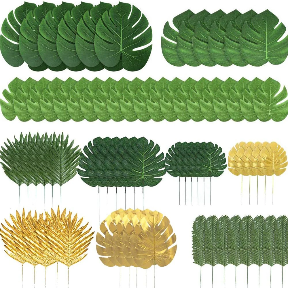 Feuilles de palmier tropicales artificielles, décoration pour fête sur le thème de la jungle, du safari, des animaux, pour anniversaire, mariage, baby shower, style hawaïen Luau