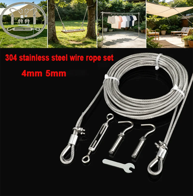 conjunto-completo-de-varal-para-todas-as-condicoes-climaticas-cabo-de-aco-inoxidavel-304-revestido-de-plastico-com-parafusos-de-expansao-e-ganchos-para-jardim