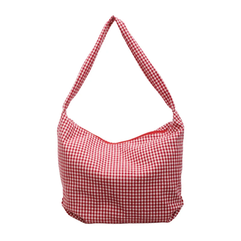

Korean-style retro plaid canvas bag for women, large-capacity shoulder bag, lightweight and versatile tote bag, student crossbod