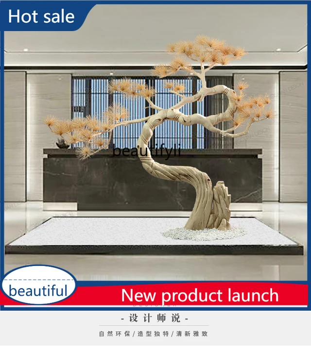 

cqy Artificial Welcoming Pine Floor Ornament Carving Hotel Lobby Sales Office Soft Decoration