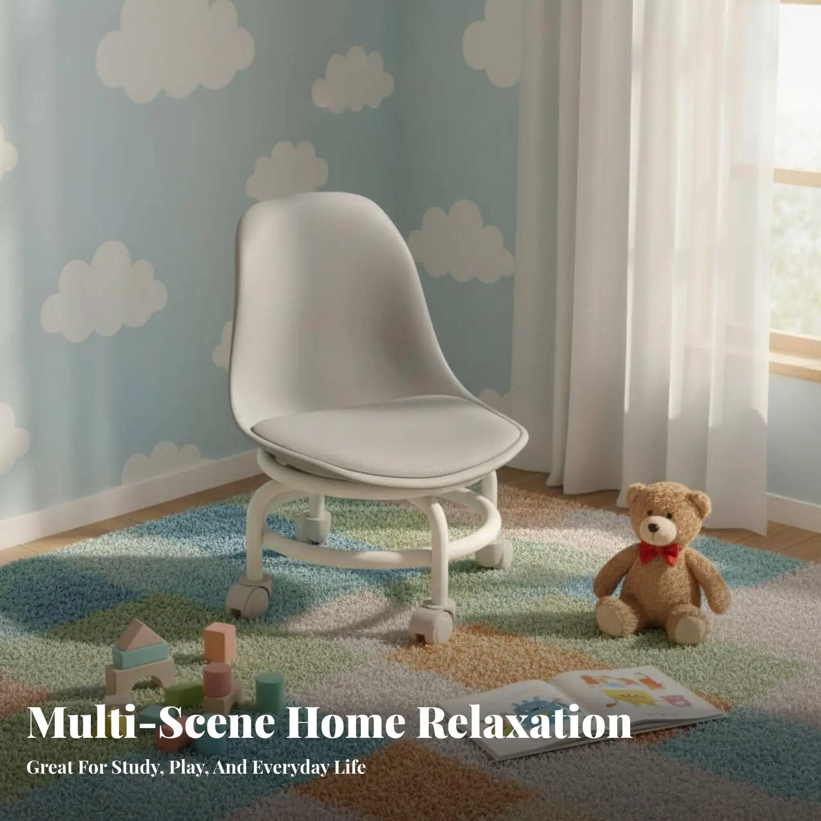 パッド入りキャスタースツール-透明フレーム-パッド入り作業用シートキャスター-静音キャスター-人間工学に基づいたデザイン-メカニック、リビングルーム向け