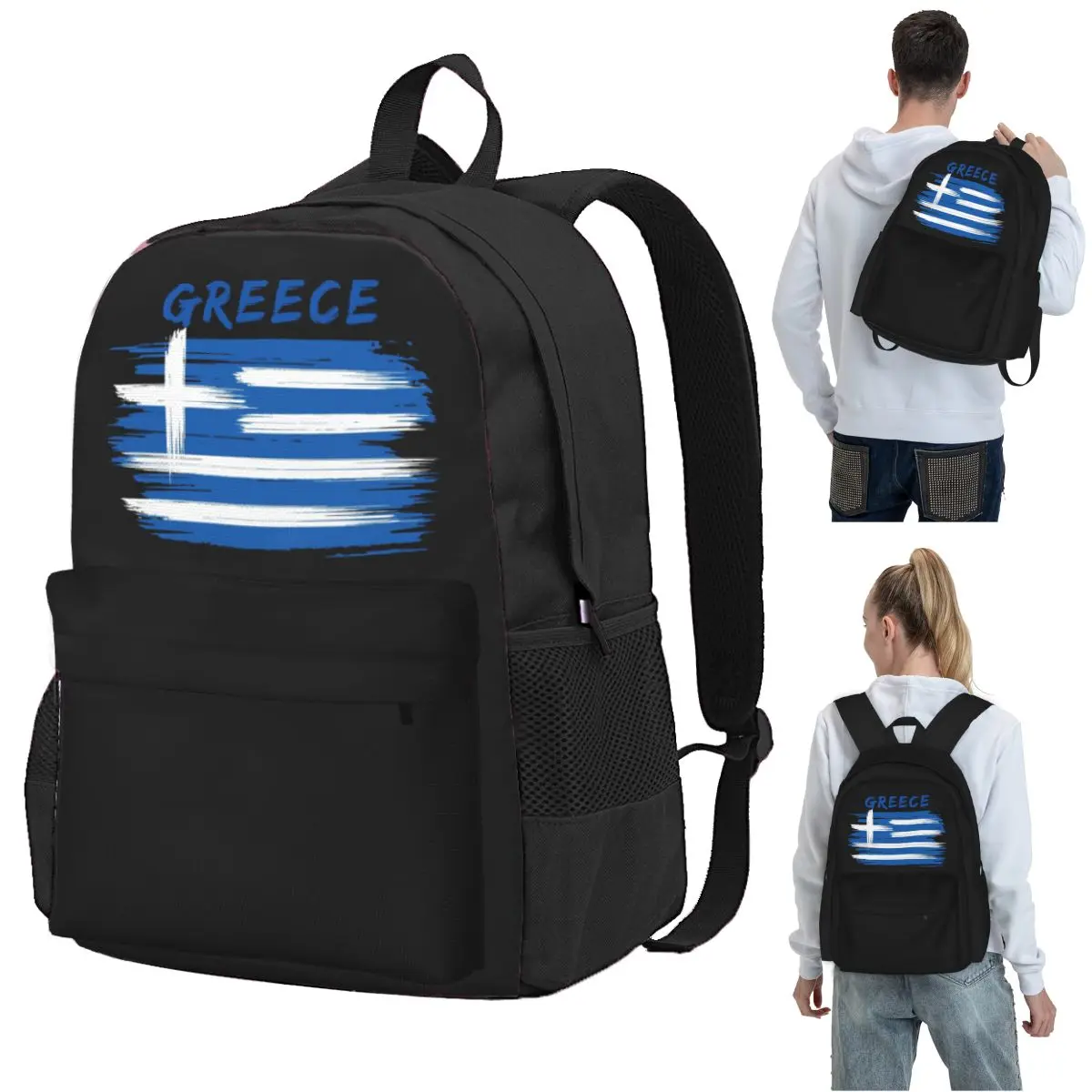 Greece Grunge National Flag Backpack Student BookBag Children School Bag Laptop Shoulder Bags for Boys Girls