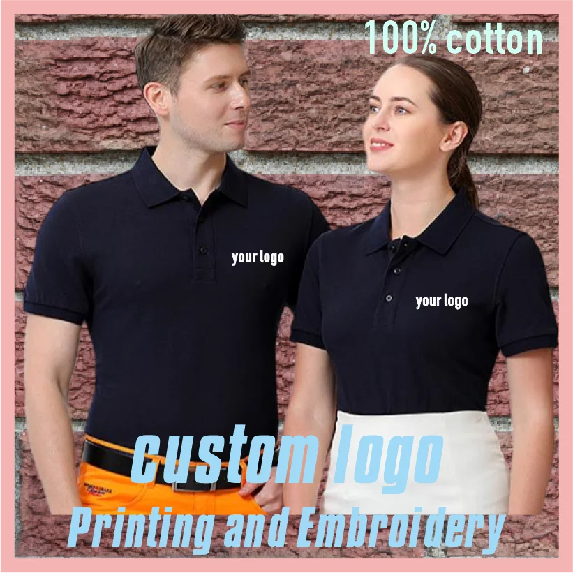 High end 100% cotton breathable T-shirt shirt POLO shirt can print embroidered logo for summer men's and women's clothing
