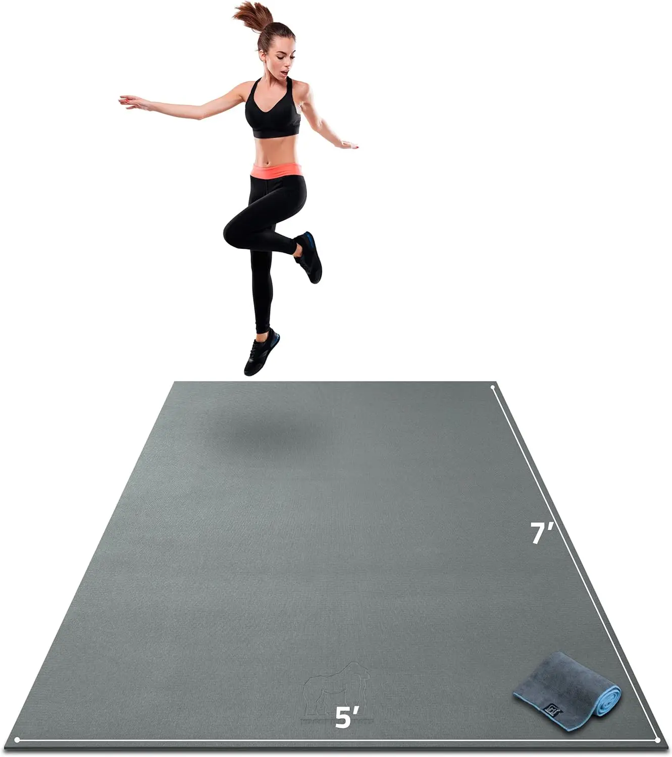 

Gorilla Mats Premium Large Exercise Mat – 7' x 5' x 1/4" Ultra Durable, Non-Slip, Workout Mat for Instant Home Gym Flooring – Wo