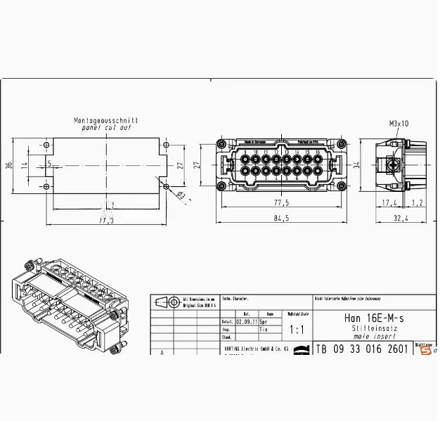 1pcs 09330162601 Germany Harting Han 16-pin male connector Han-16E-M-s
