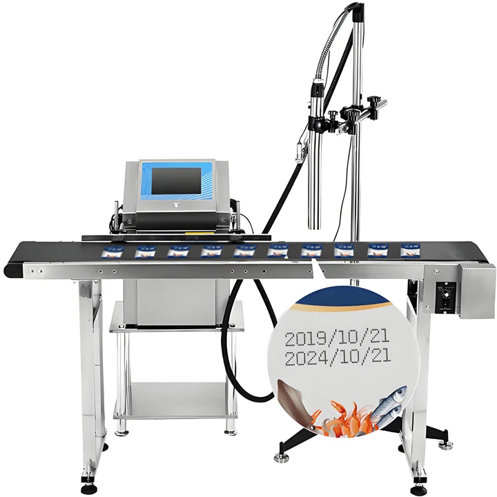 Single Color New Automatic Continuous CIJ Industrial Inkjet Coding Flatbed Printer Electric Drive For PVC Card Coding