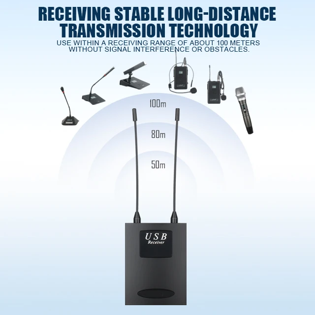 ERZHEN USB 4-channel mini wireless microphone system handheld lavalier microphone for home karaoke parties