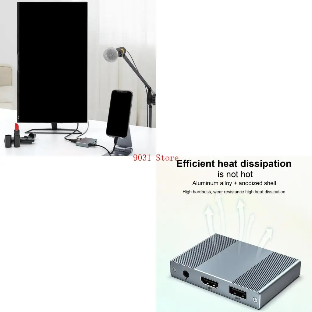 

Plugs and Play HDTV Wireless Display Adapter with Charging Port for Phone Entertainment and Work Alloy Shell
