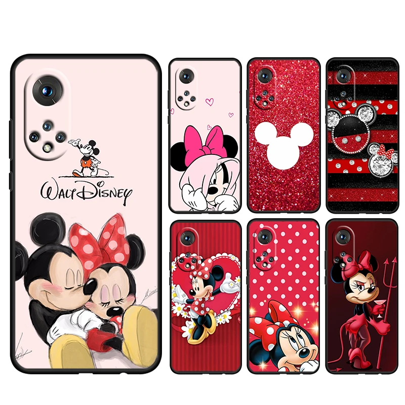 Красный чехол с Микки и Минни для Honor 80 70 60 50 30 20 20 10 9 9X 9A 9C X8 8A Pro Plus Lite 4G