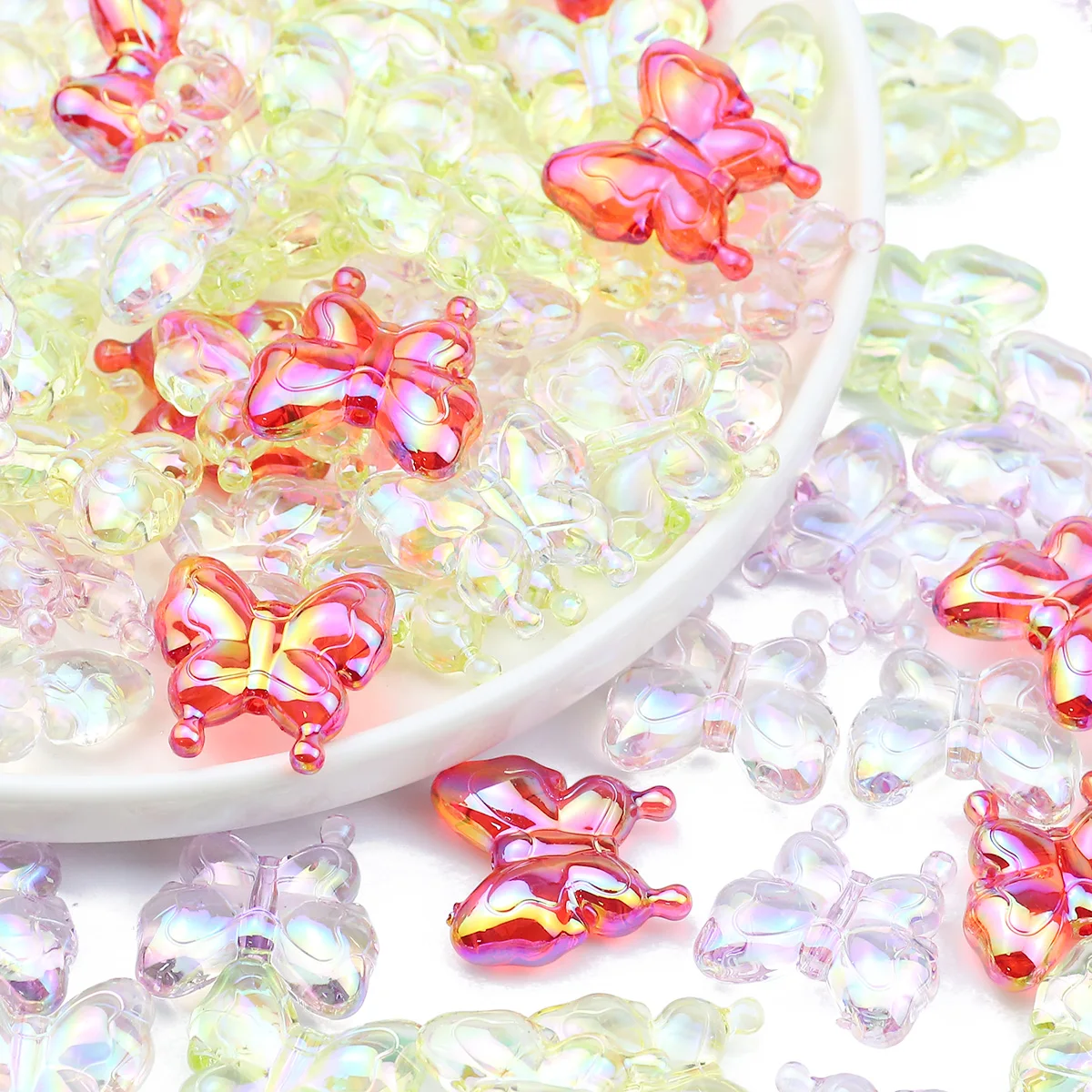 Large Butterfly Colorful UV Acrylic Beads Spacers Loose For DIY Jewelry Making Accessories Bracelets Necklaces 21x35MM 9-48pcs
