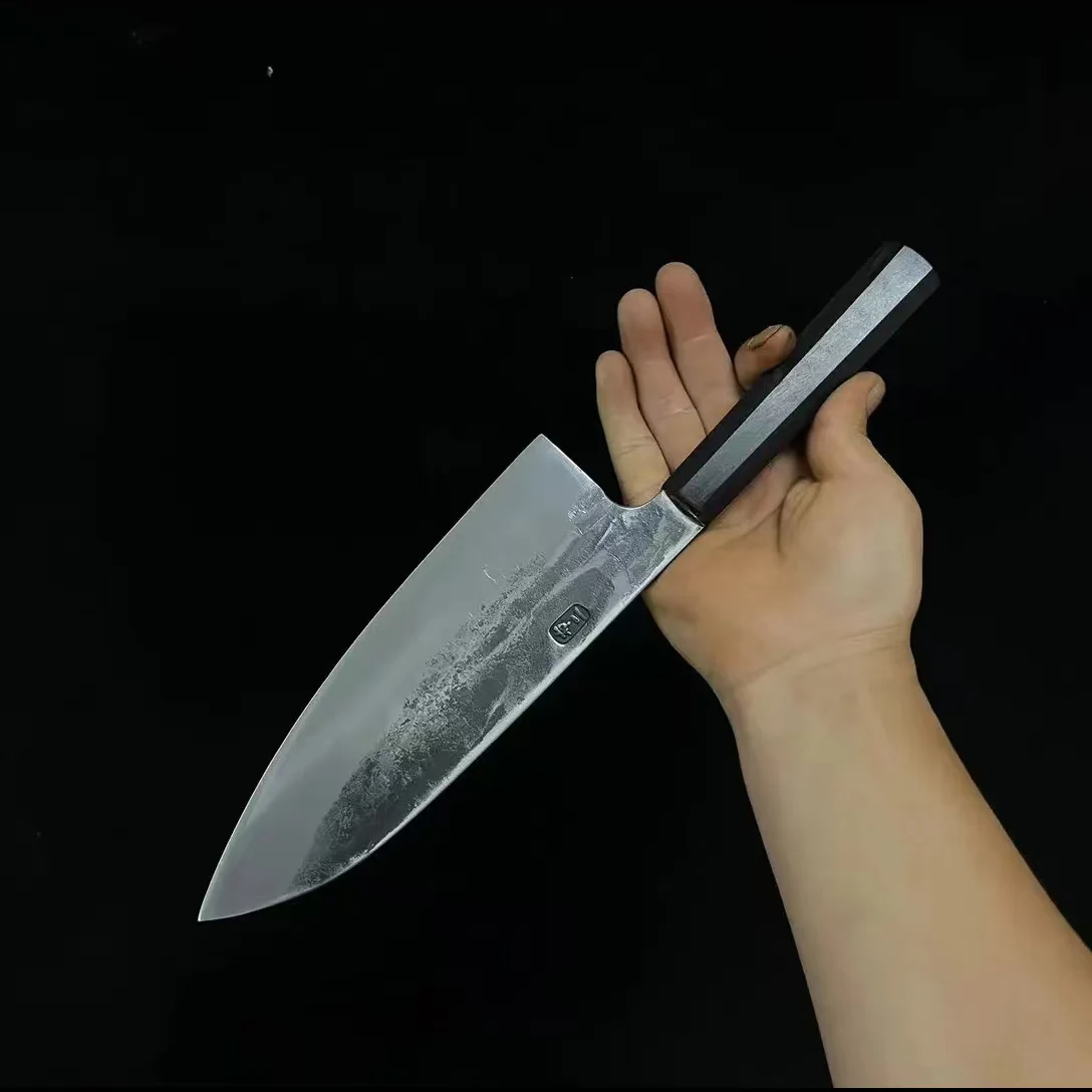 Cuchillo Deba de 6.3 Pulgadas, Hoja de un Solo Filo, Acero Especial de Aviación BG42 de 3 Capas, Cuchillo de Cocina Forjado a Mano para Cortar y Rebanar