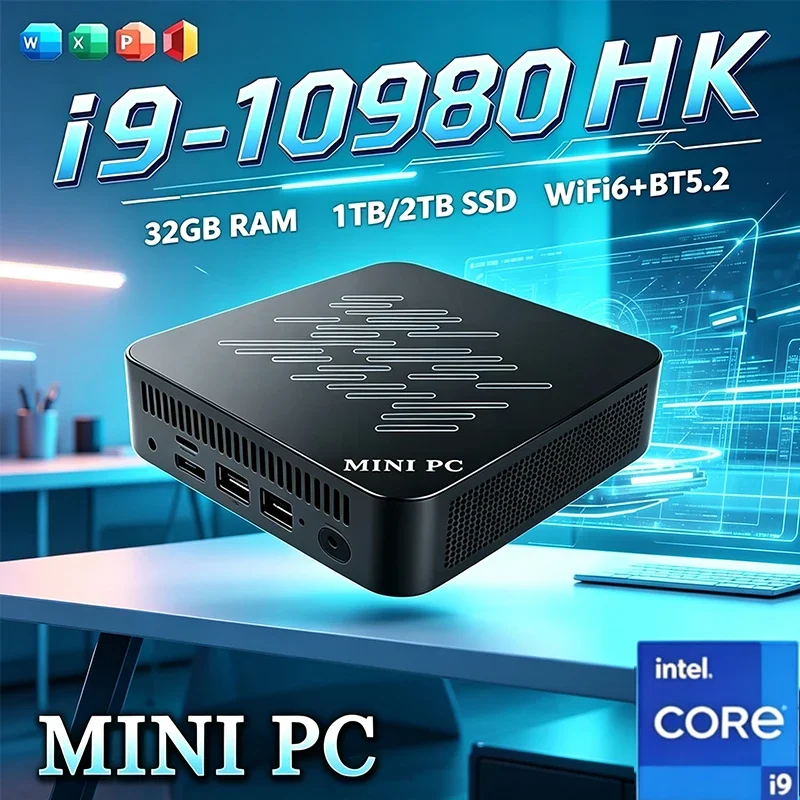 Core I9 10980HK Mini PC Windows 11 Pro 32GB RAM 1TB/2TB SSD Small Pocket Computer 4K 60Hz WiFi6 BT5.2 Gaming Desktop PC Portable