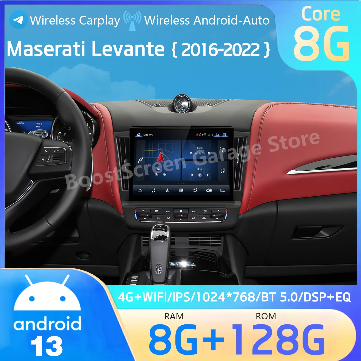 

12.3-inch Qualcomm 8Core Android 13 For Maserati Levante Receiver GPS Navi Carplay DSP Car Radio Auto Stereo Multimedia Player