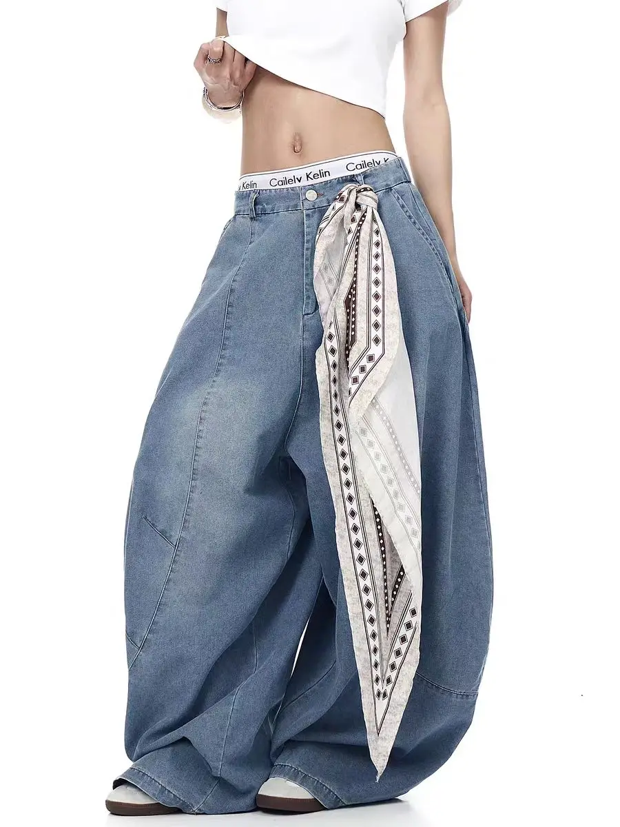 

Джинсы в стиле американского ретро-джаза, широкие, унисекс, с эффектом разрыва, повседневные, на все сезоны, с высокой талией...