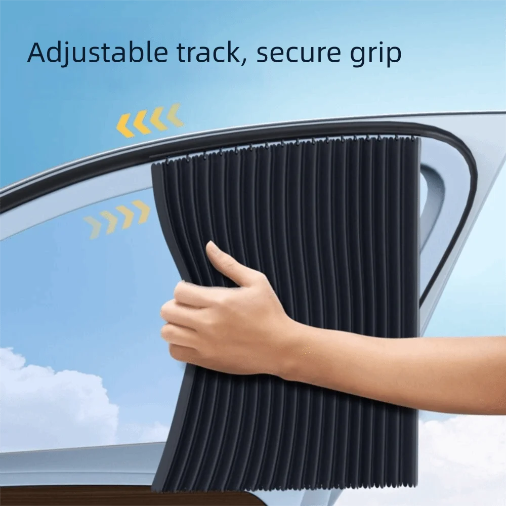 CSDOH Smooth Sliding Track Sliding Track Car Window Sun Shade Durable Practical Fabric Heat Insulation UV Protection