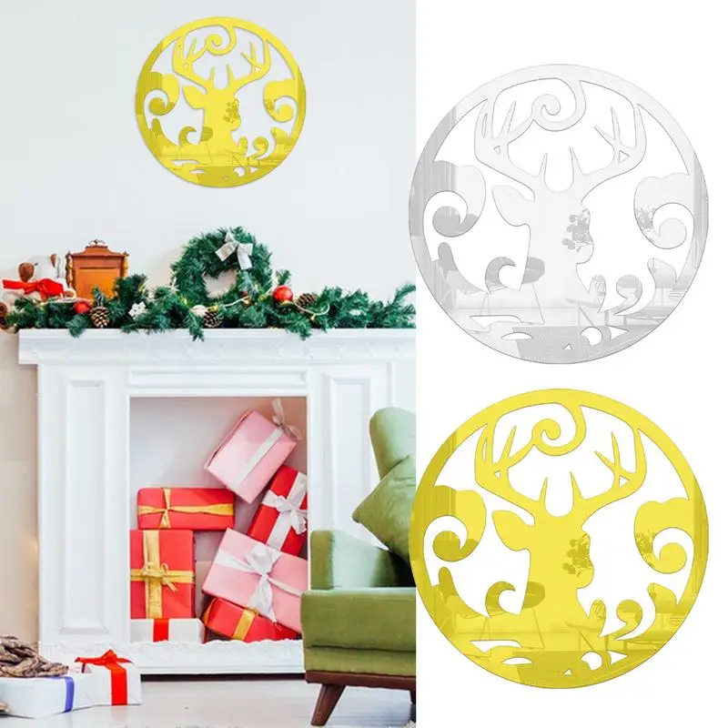 Reindeer Wall Sticker Acrylic Reindeer Wall Clings Removable Christmas Wall Decals Waterproof Reindeer Wall Clings For Christmas