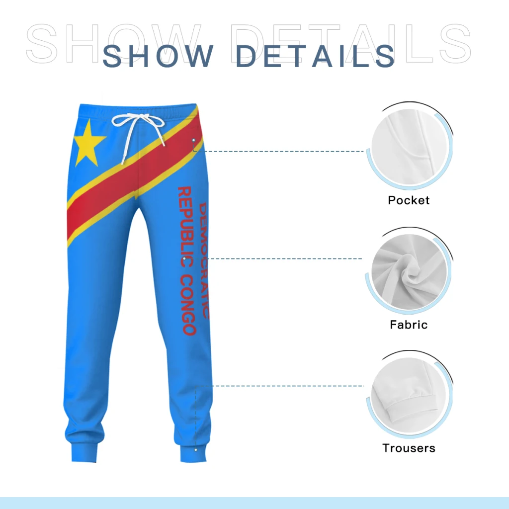Mens Sweatpants Democratic Republic of Congo Pants with Pockets Joggers Soccer Football Sports Sweat With Drawstring