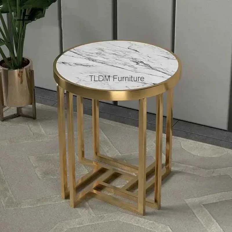 

Журнальный столик из нержавеющей стали, приставной столик для дивана в гостиную, мраморный чайный столик, металлический столик для хранения, мебель в скандинавском стиле, прикроватная тумбочка