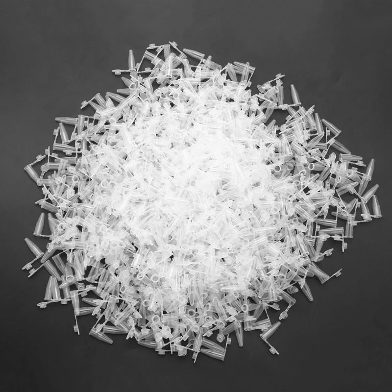 6000 Pcs 0.2Ml Round Bottom Centrifuge Tubes W Attached Caps Clear White