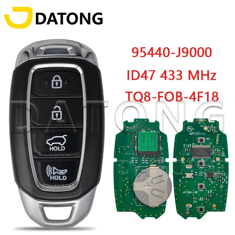 

Datong World Remote Control Car Key For Hyundai Kona 2018 2019 2020 FCCID TQ8-FOB-4F18 ID47 433MHz 95440-J9000 Replacement Card