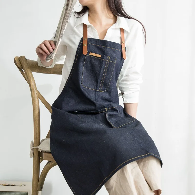 

Cotton Denim Lace Up Sleeveless Couple Apron, Coffee Shop Bakery Work Apron, Uniform, Outdoor Bib