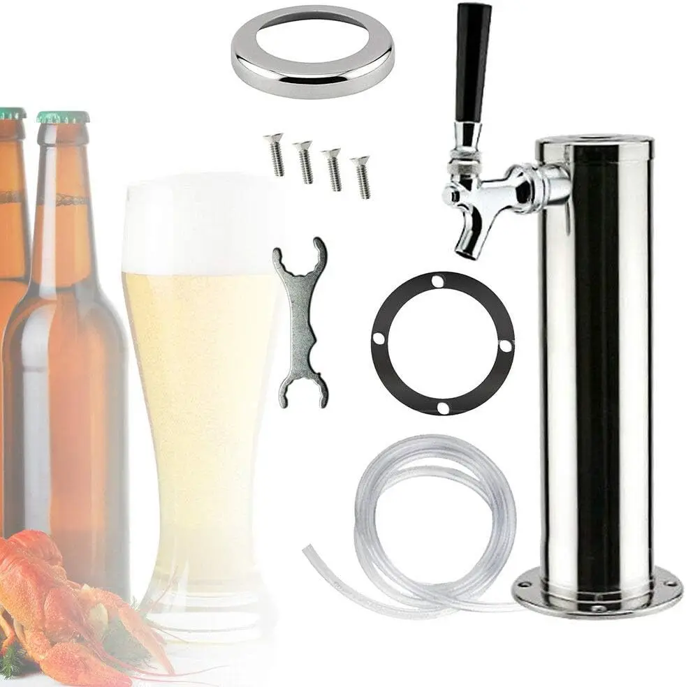 

Одинарная пивная башня, хромированная башня из нержавеющей стали для домашнего пивоварения, 3-дюймовая колонна, одинарный кран, башня для пива