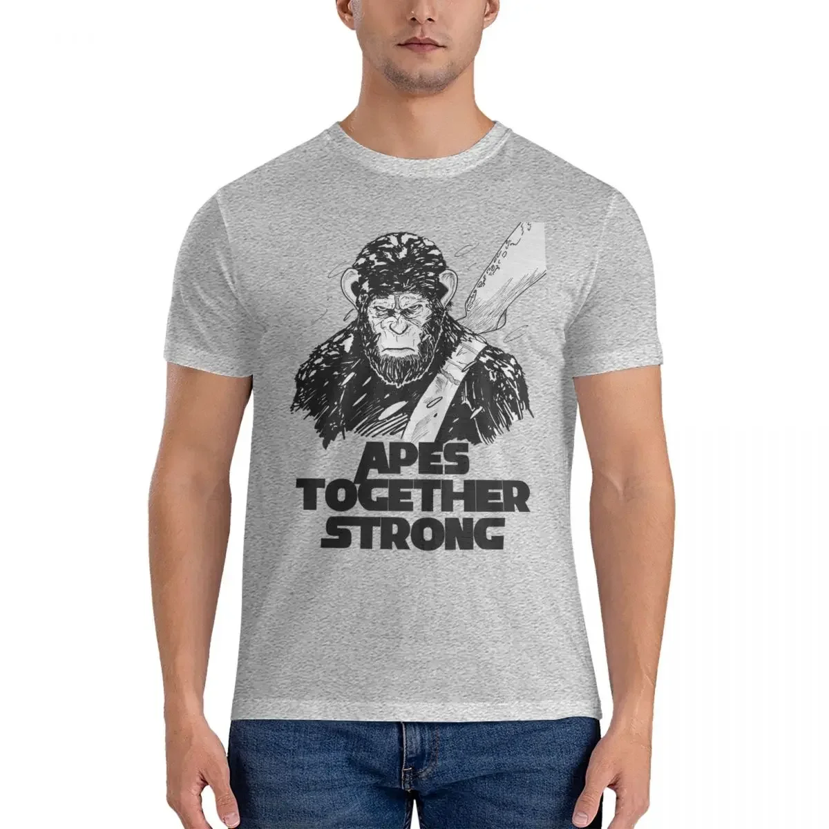 New Men T-Shirt Caesar Apes Together Strong Vintage Pure Cotton Tee Short Sleeve rise of the planet of the apes T Shirt Round