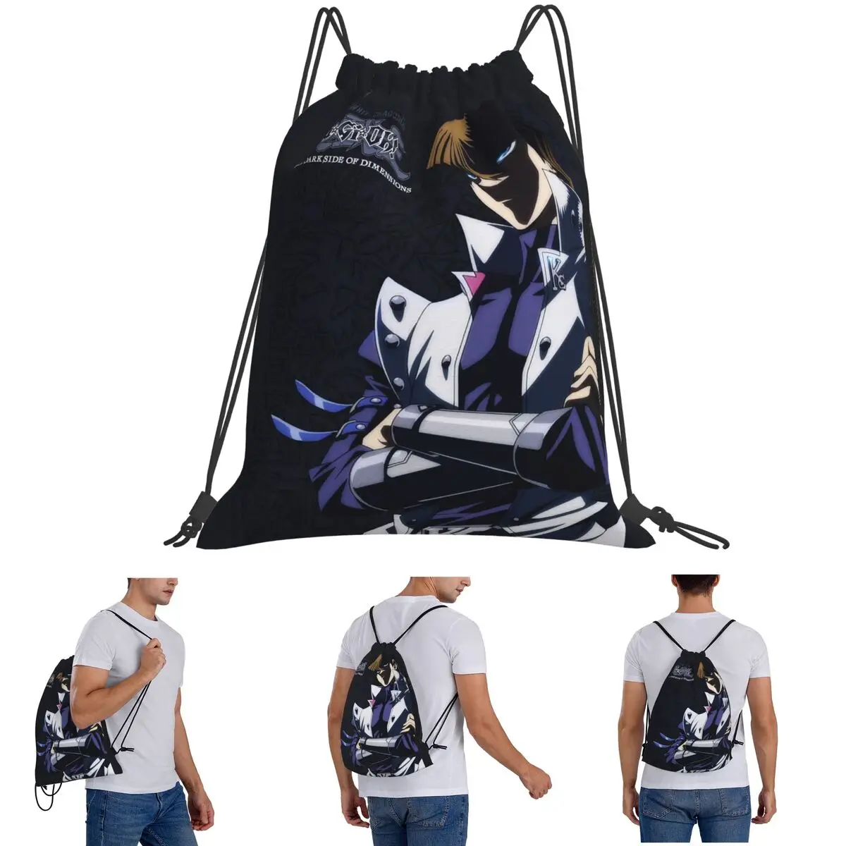 Blue-Eyes White Dragon Japanese Anime Yu-Gi-Oh Backpacks Casual Drawstring Bags Sports Bag Book Bags for Man Woman Students