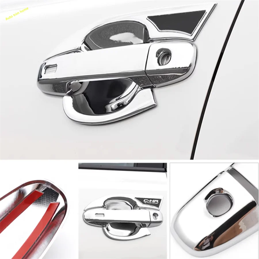 

ABS Chrome Carbon Door Pull Doorknob Handle Clasing Catch Protector Bowl Cover Trim For Toyota C-HR CHR 2016 - 2022 Accessories