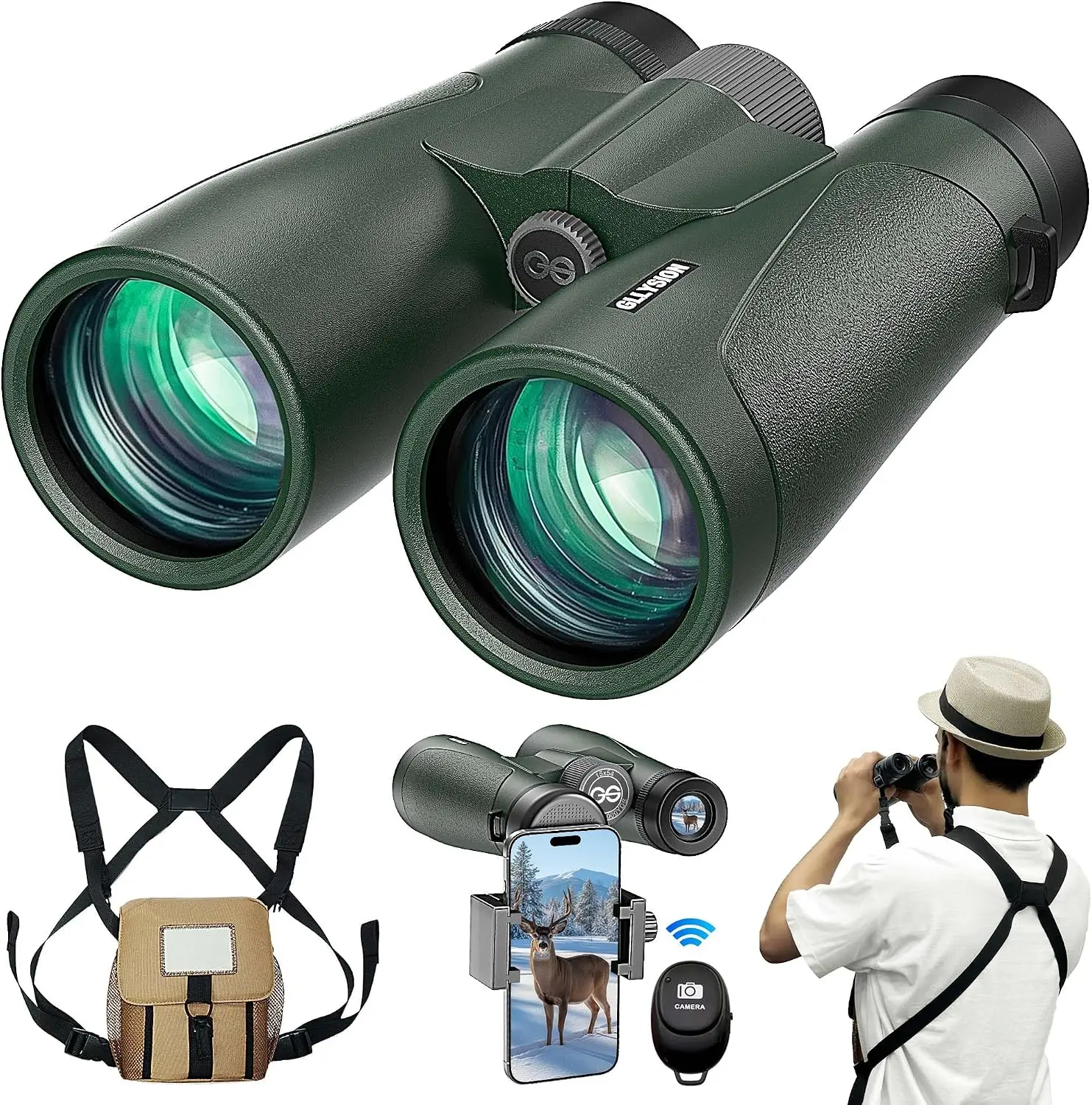 15x54 Binoculars Adults High Powered Harness Phone Adapter