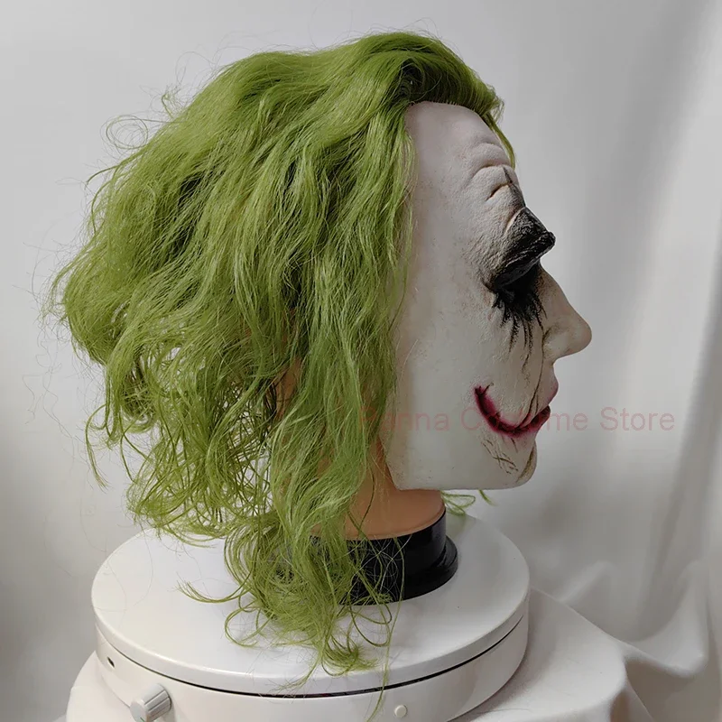 2024 o cavaleiro escuro coringa cosplay máscara de cabelo verde festa de halloween unisex adulto um tamanho máscara de látex palhaço morcego cavaleiro