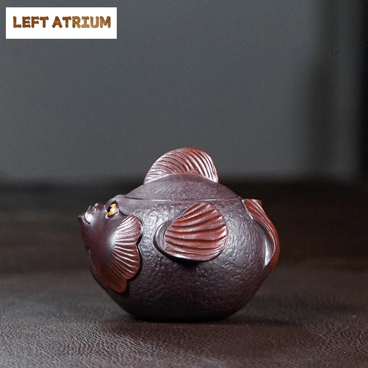 

160 мл креативный Исинский фиолетовый глиняный чайник ручной работы для плавания рыбы, ручной захват, горшок с необработанной рудой, фиолетовый грязевой чайник, чайник Zisha Teaset