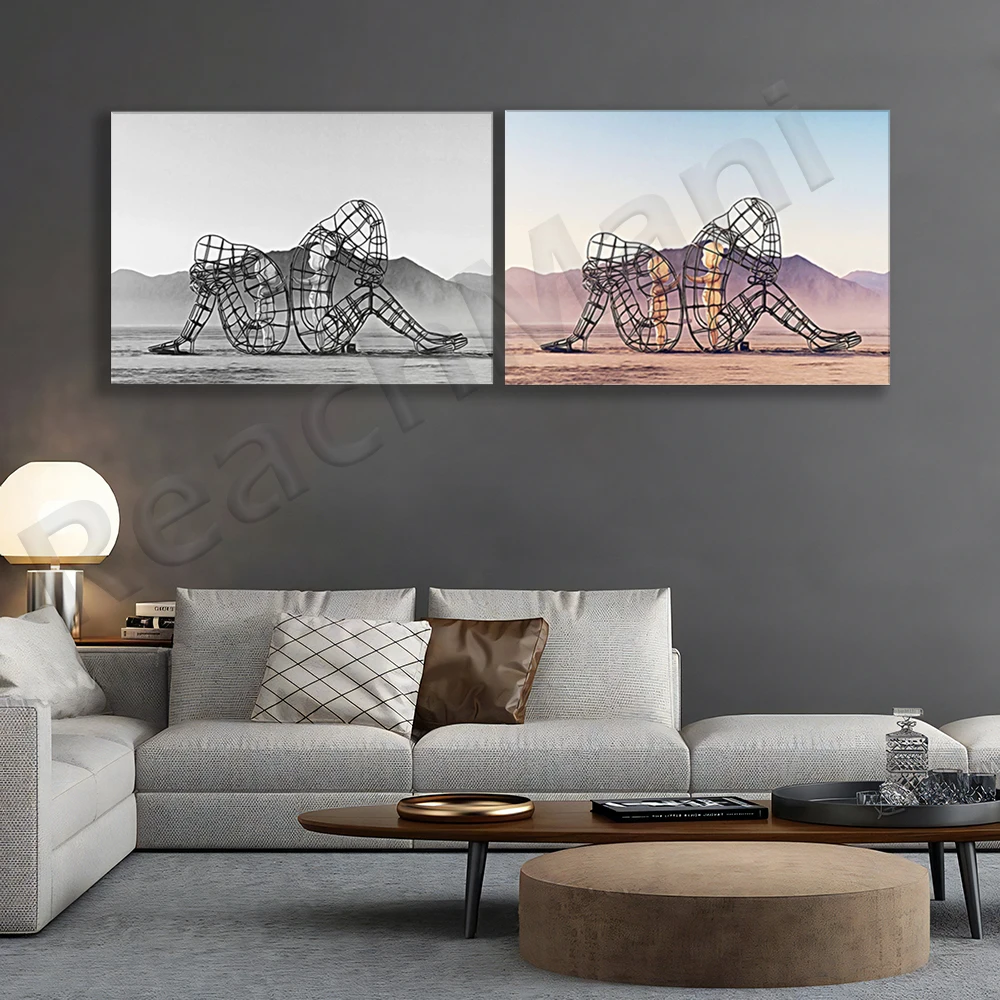 فن طباعة التصوير الفوتوغرافي لنحت الرجل المحترق، الأطفال المجلون في مطبوعات جسم الكبار جدار الفن ديكور قماش طباعة ملصق