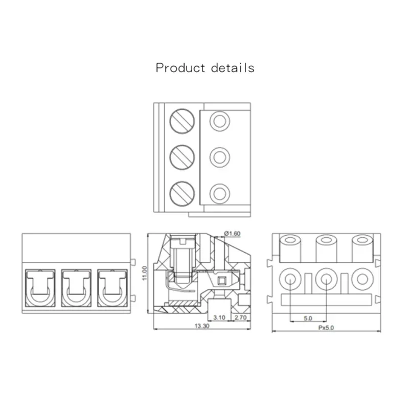 10-100pcs KF332K-5.0-2P -3P Direct Plug 300V/10A 5.0mm Pitch Screw Type PCB Terminal Block