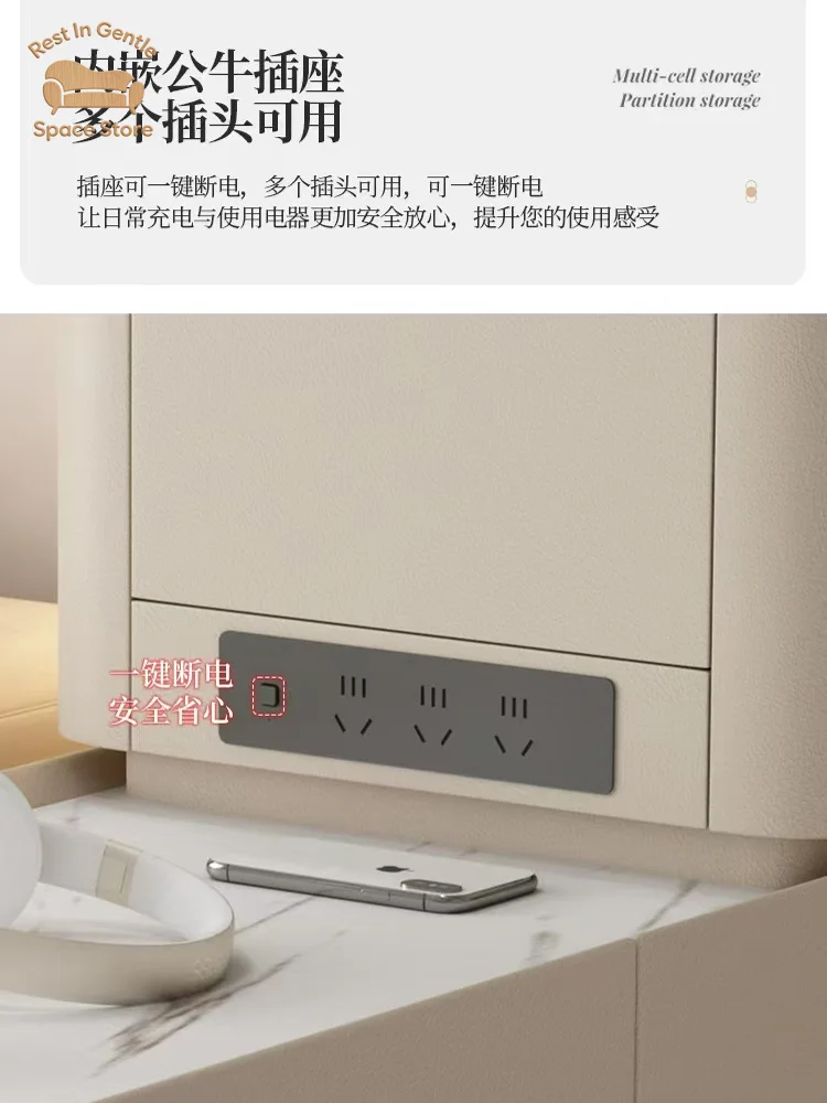 2024 new light luxury sofa side table living room multi-function side cabinet small coffee table side open drawer storage
