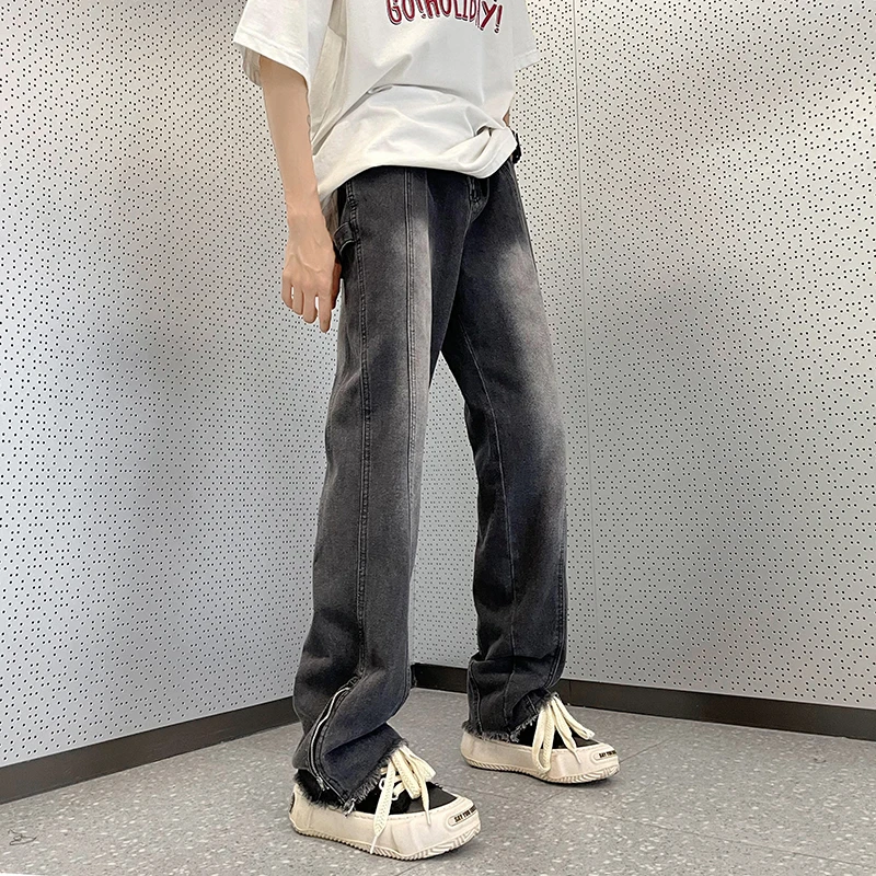 

2024 Spring Autumn Fashion Men Streetwear Loose Straight Jeans Men's Casual Wide Leg Pants Male Baggy Denim Trousers F378