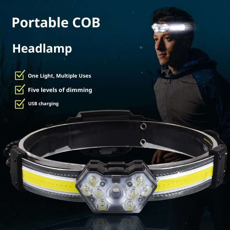 

Bright LED Headlight - Rechargeable Outdoor Sports Lamp for Fishing, Work & Patrol, Multi-Use Headlamp with Long Runtime